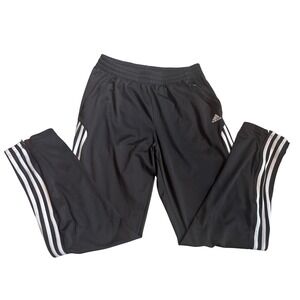 Adidas Y2K Black 3-Stripe Track Pants Zipper Ankle L Sporty Activewear Athletic
